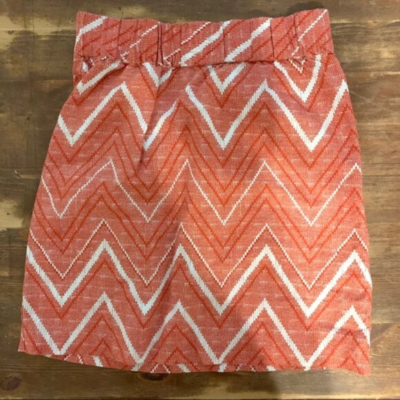 Dresses & Skirts - Banana Republic Orange Chevron Linen Skirt Size 0